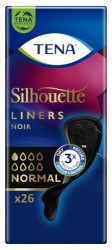 Tena Silhouette Protège-Slips Normal Noir- Protection anatomique - Paquet de 26
