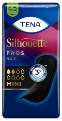 Tena Silhouette Pads Mini Noir - Protection anatomique - Paquet de 18