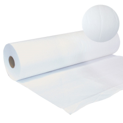 Drap d'examen en papier lisse blanc - 50 cm x 50 m - Prédécoupé 35 cm